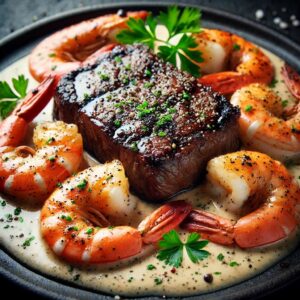 Steak and Creamy Dreamy Shrimp recipe